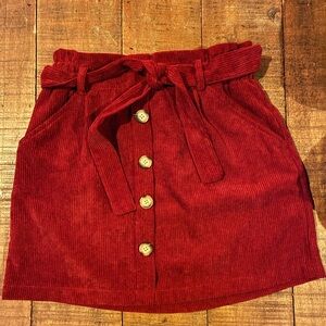 Red Corduroy Button-Front Skirt | Vintage Style | Fall Cottagecore